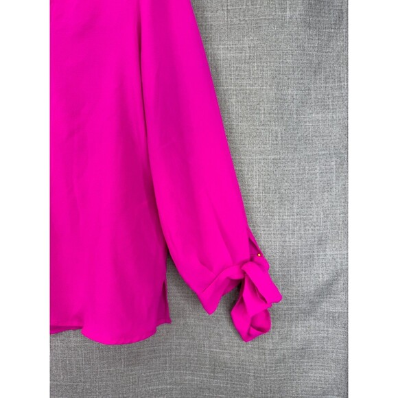 CeCe Long Sleeve Tie Cuff V Neck Blouse Women's Size XS Pink - Picture 2 of 6